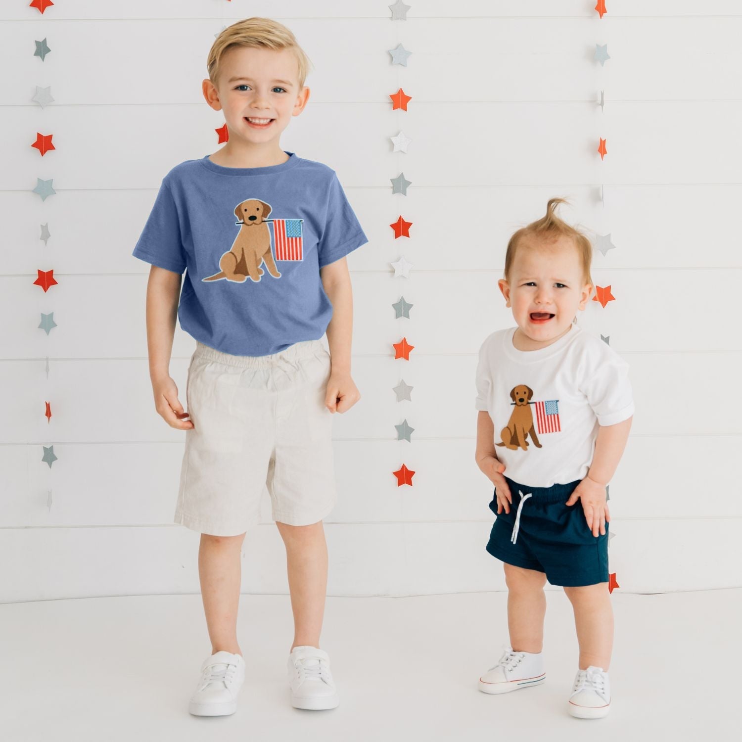 Patriotic Pup Patch Short Sleeve Romper