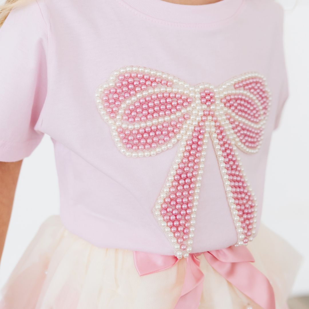 Pearl Bow Patch Short Sleeve T-shirt