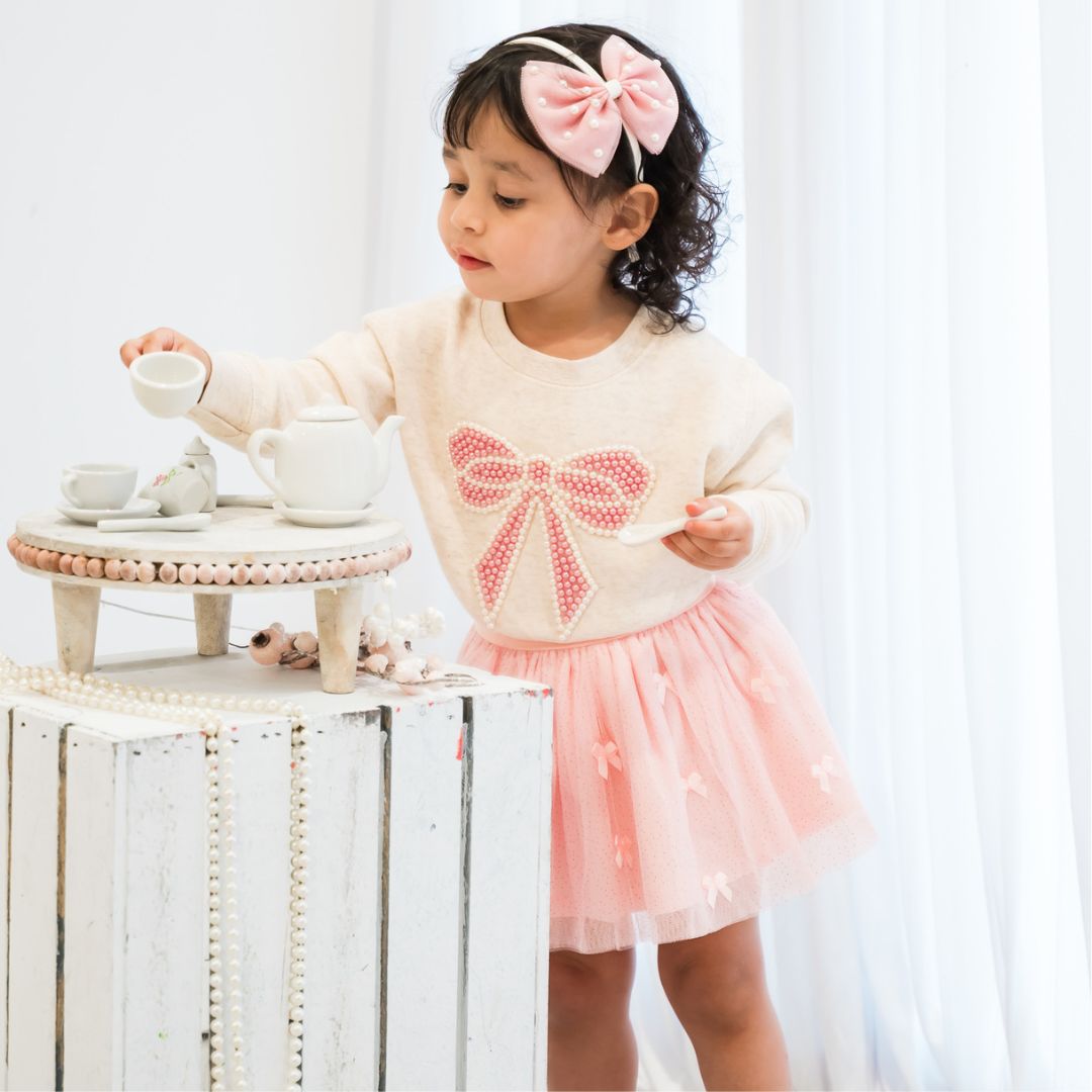 Pretty Pearl Tulle Bow Headband