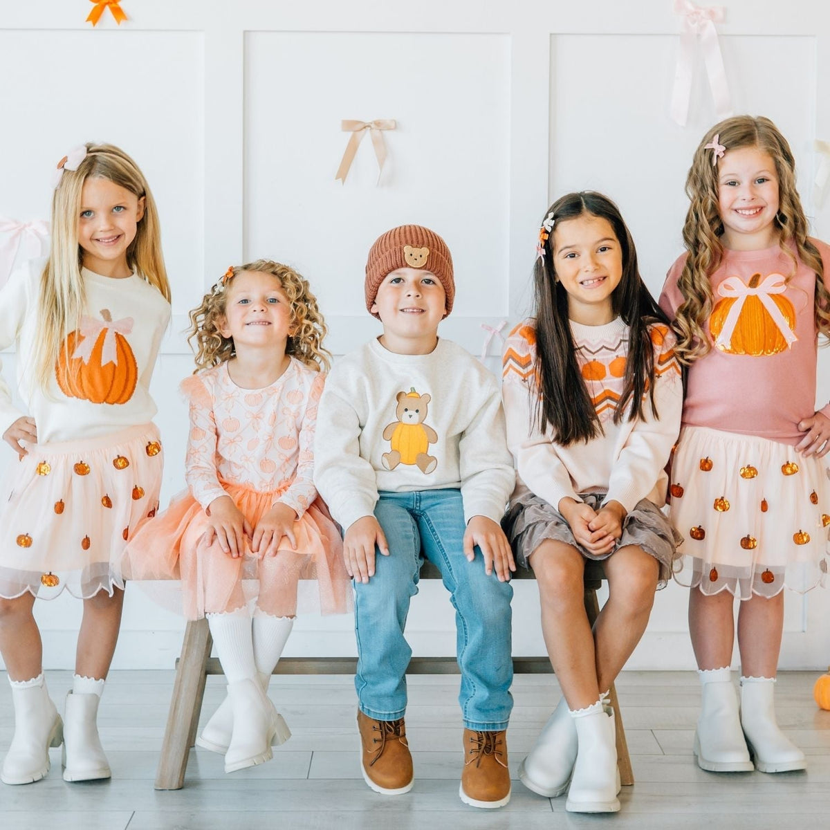 Pumpkin Bow Trellis Long Sleeve Tutu Dress