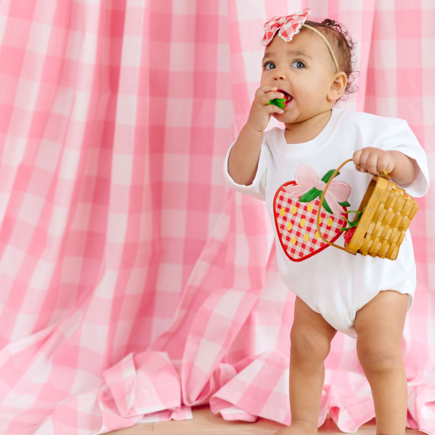 Strawberry Patchwork Short Sleeve Romper