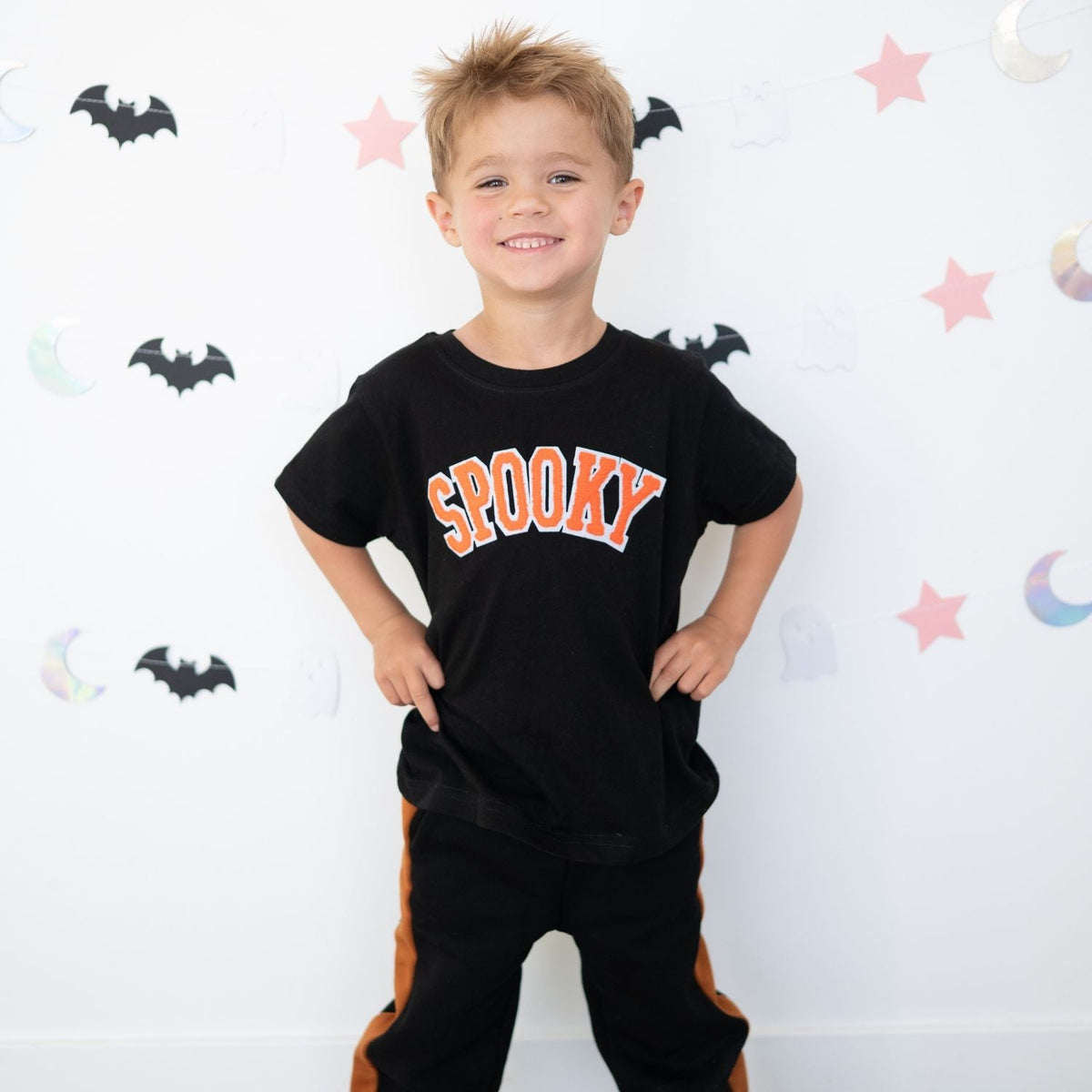 Spooky Orange Patch Halloween Short Sleeve T-shirt