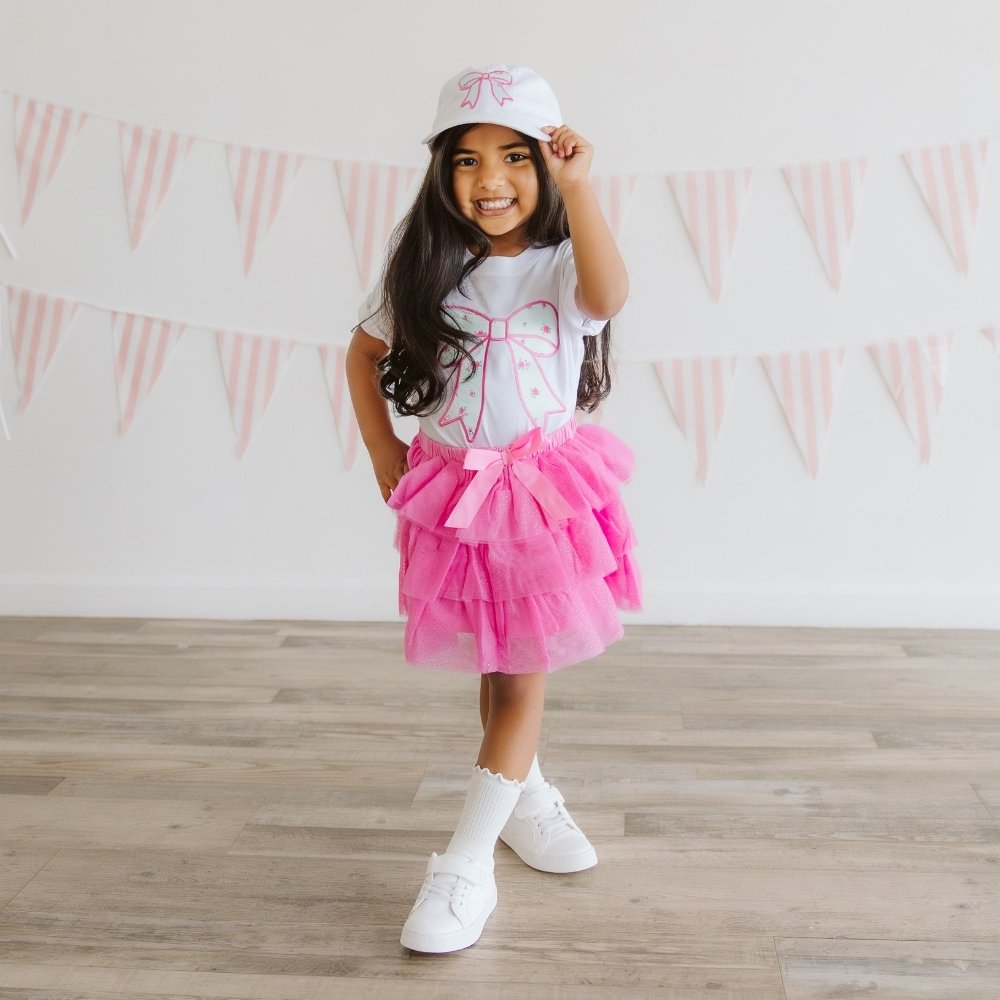 Raspberry Bow Tiered Tutu Skirt