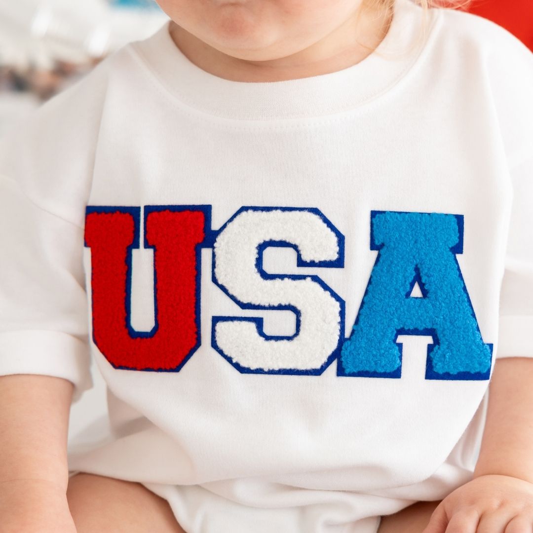 Usa Multi Patch Short Sleeve Romper
