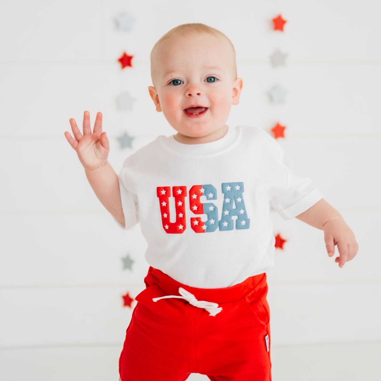 Usa Puff Ink Short Sleeve Romper