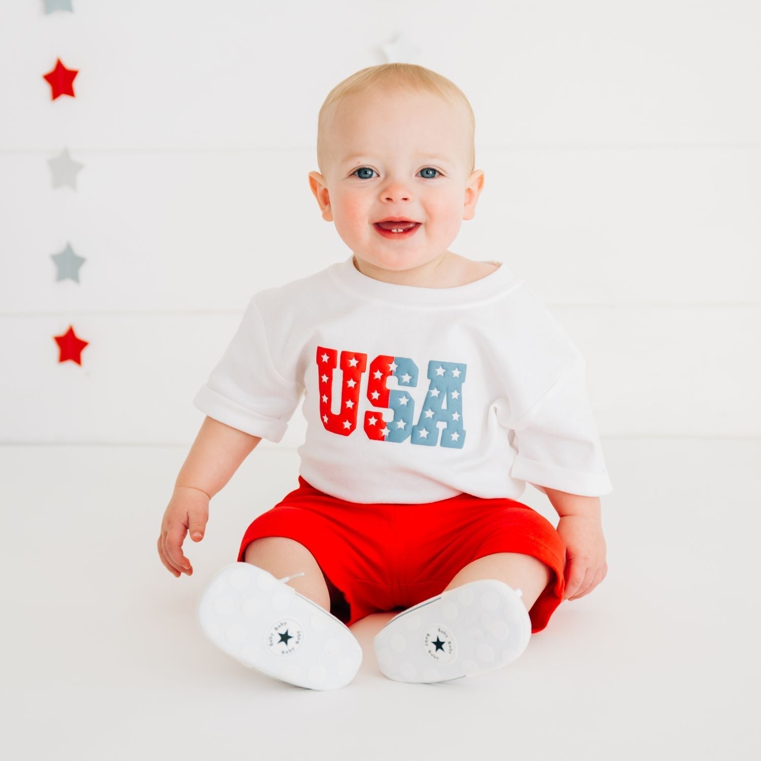 Usa Puff Ink Short Sleeve Romper