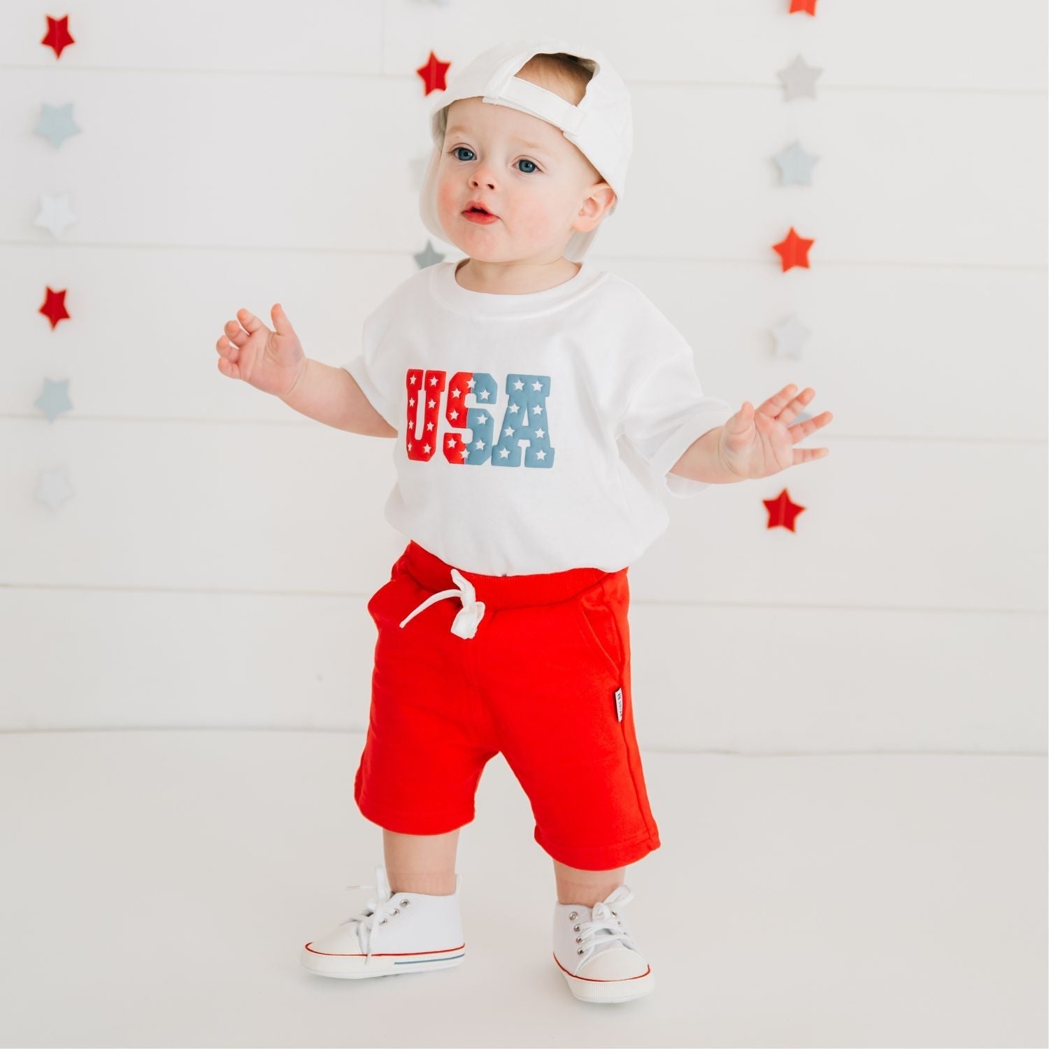 Usa Puff Ink Short Sleeve Romper