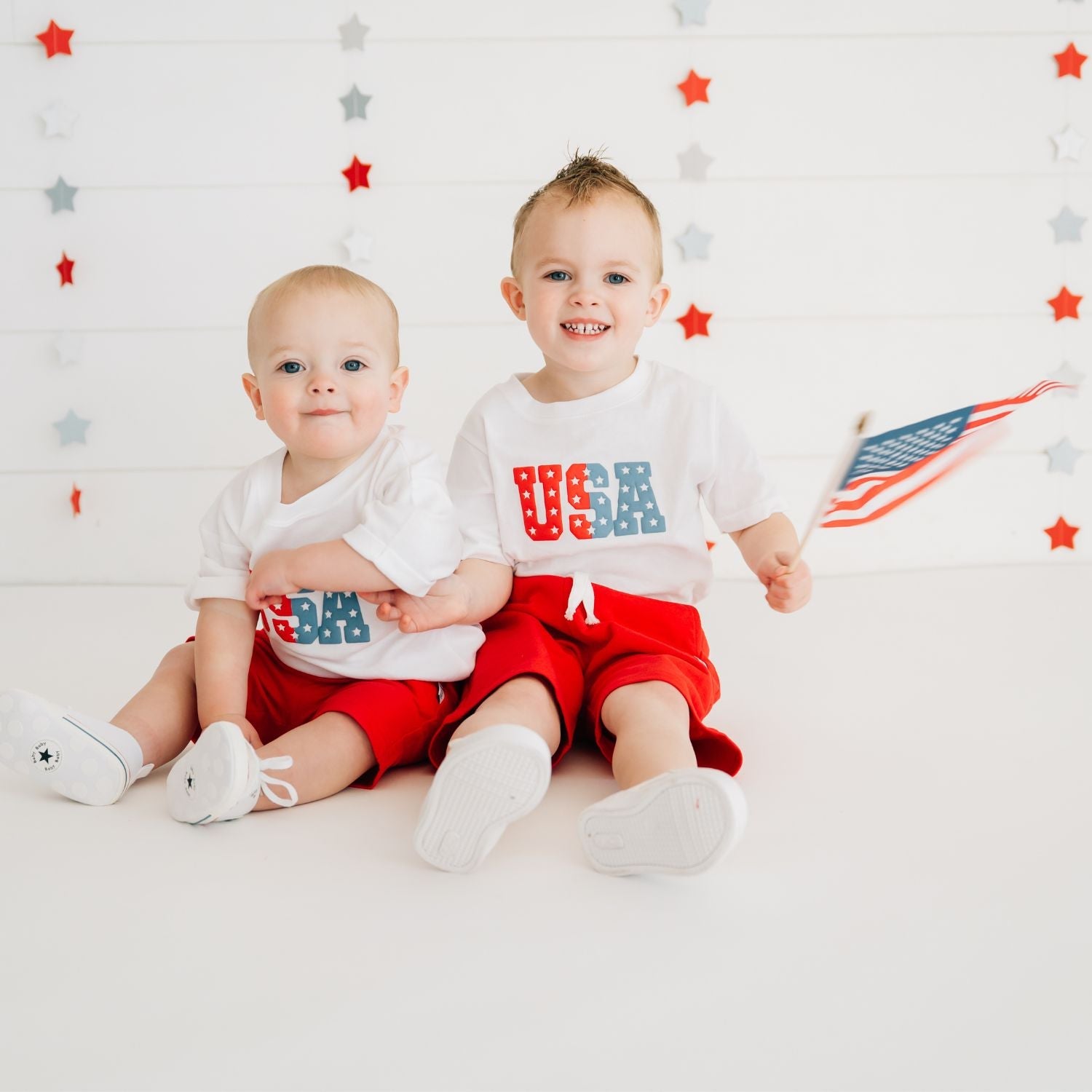 Usa Puff Ink Short Sleeve Romper