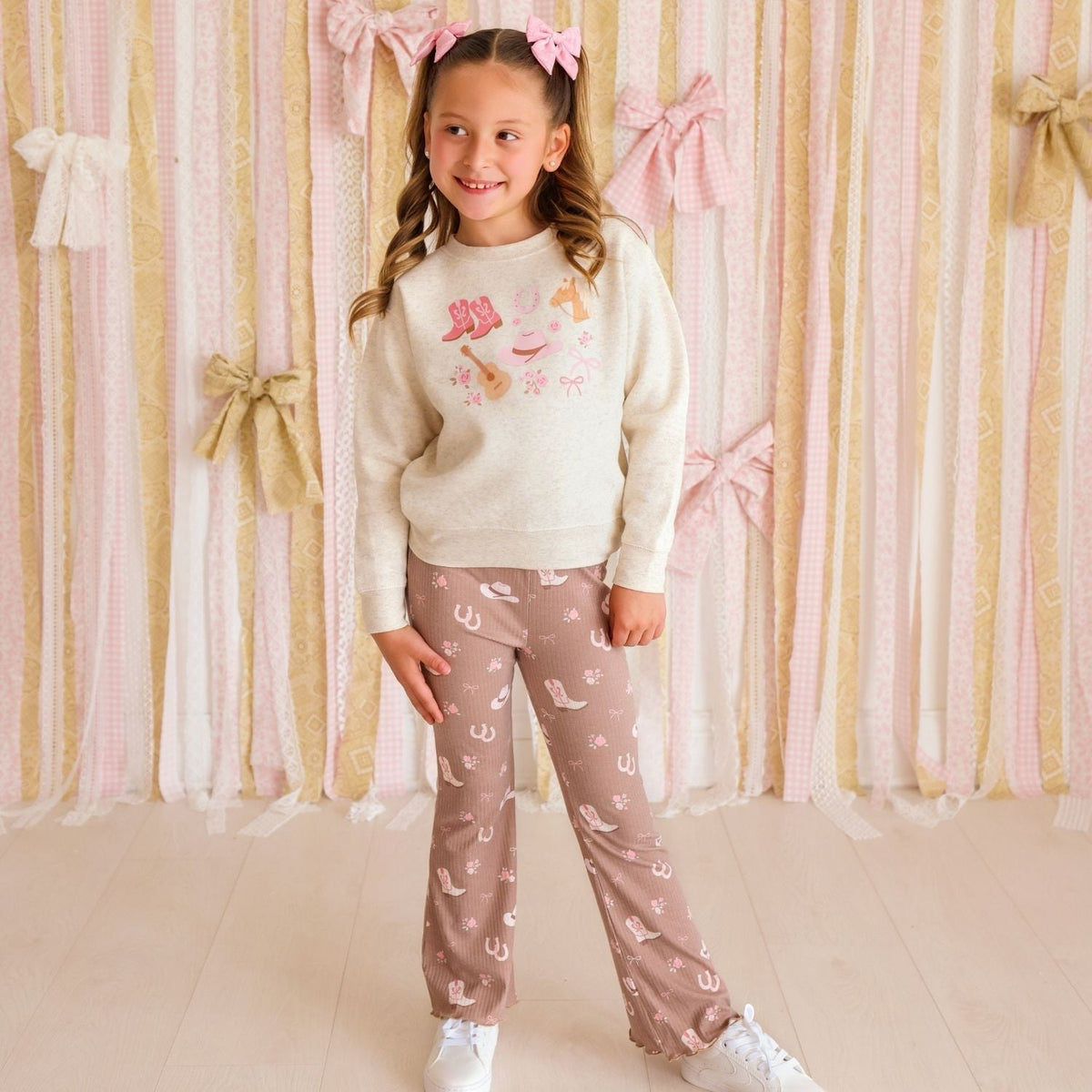 Pink Bandana Western Bow Clip Set