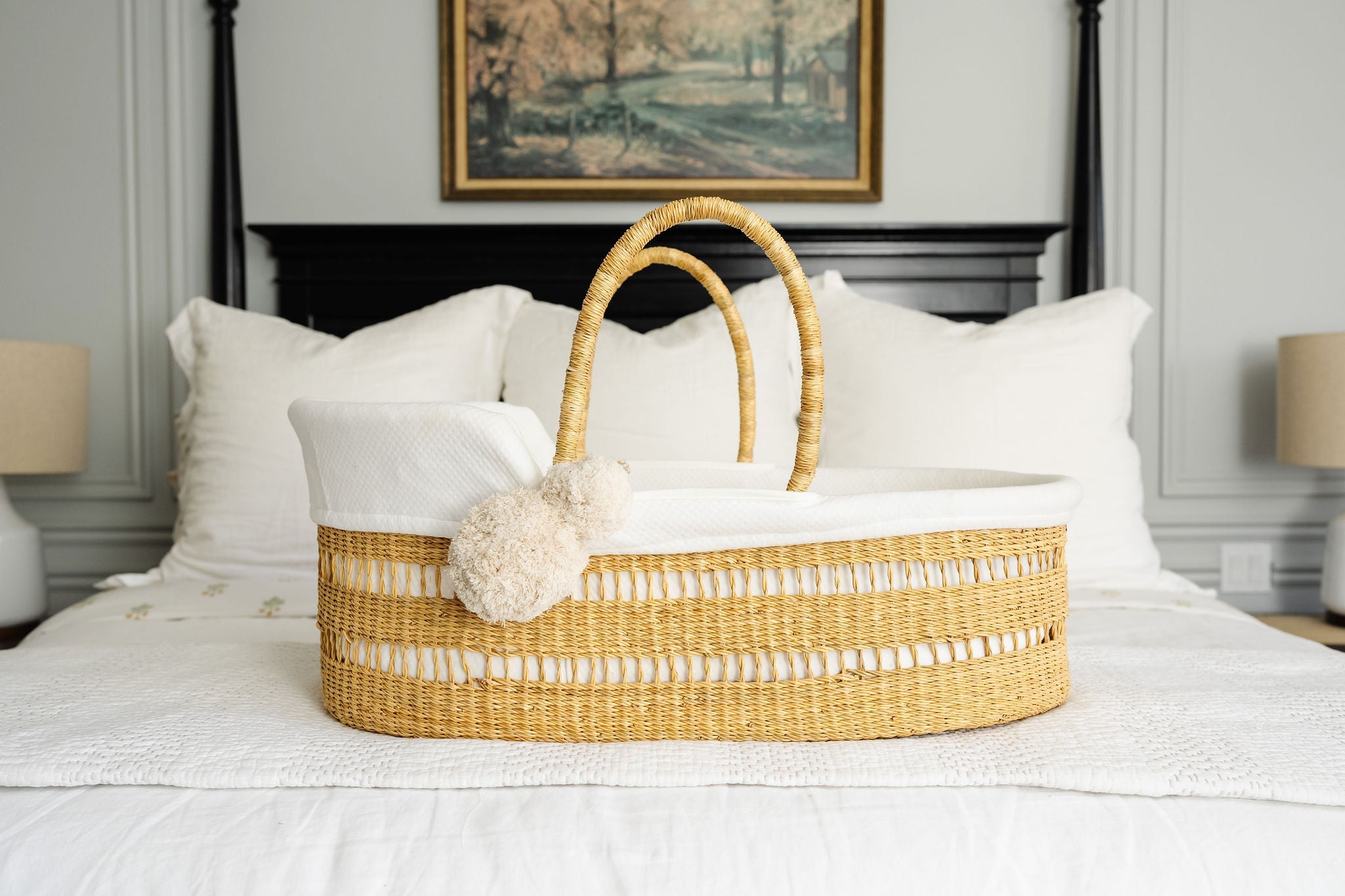 Modern Open Weave  African Moses Basket   Vegan Handle