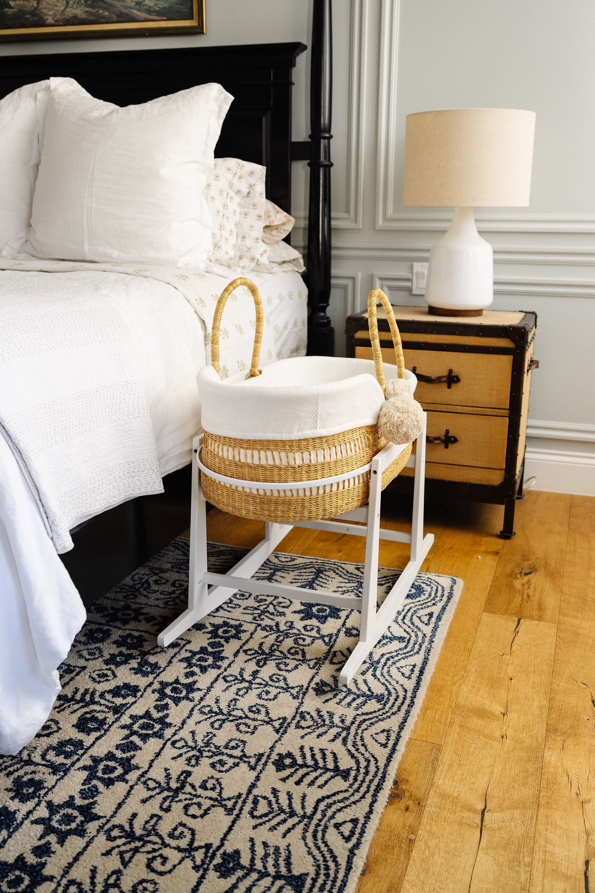Modern Open Weave  African Moses Basket   Vegan Handle