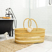 Modern Open Weave  African Moses Basket  no Hood  Vegan Handle