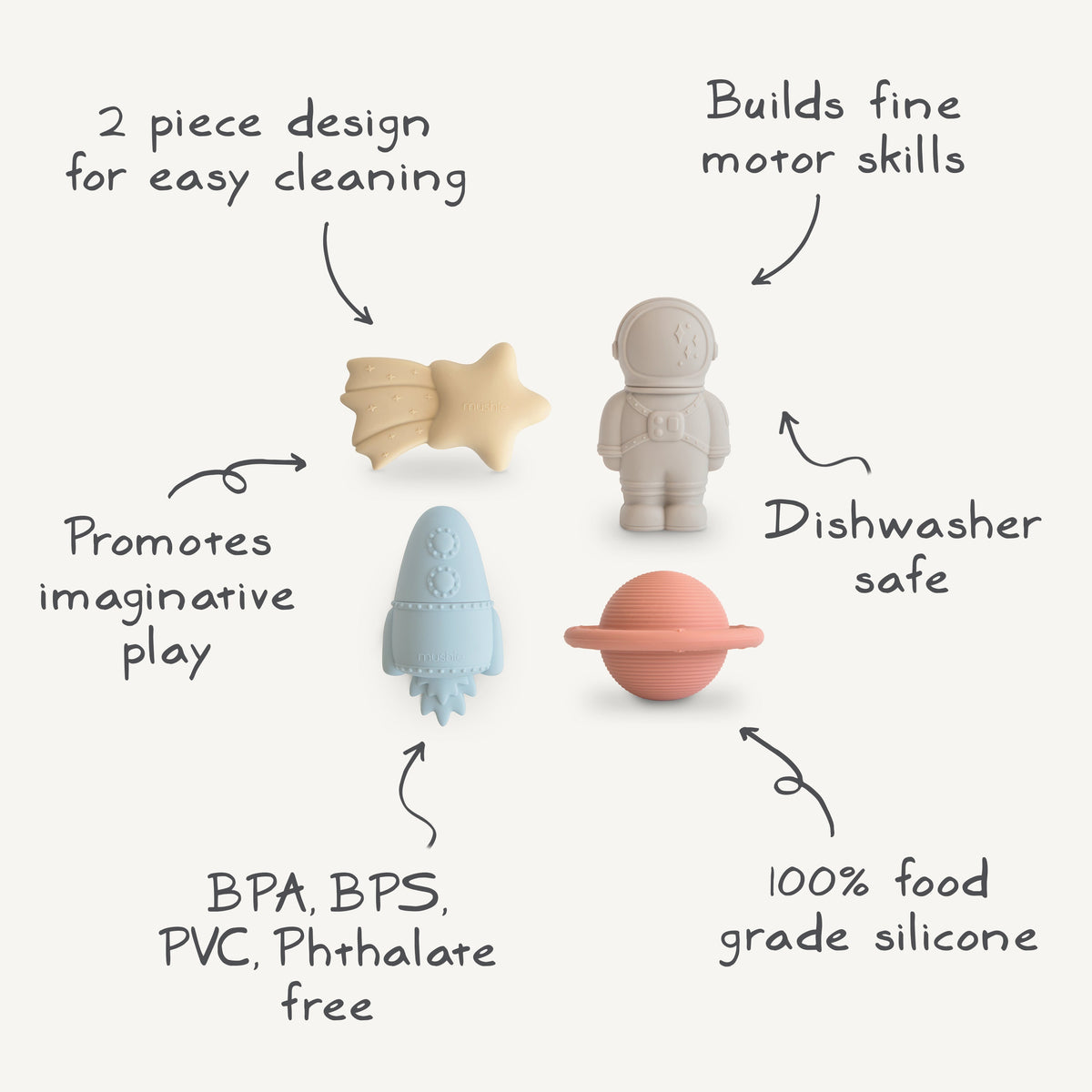 Space Mold Free Bath Play Set - 4 Pack