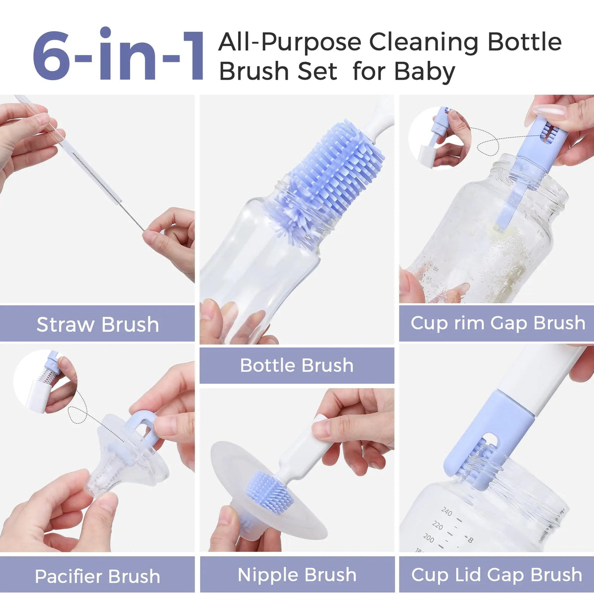 8-in-1 Magnetic Baby Bottle Brush Set