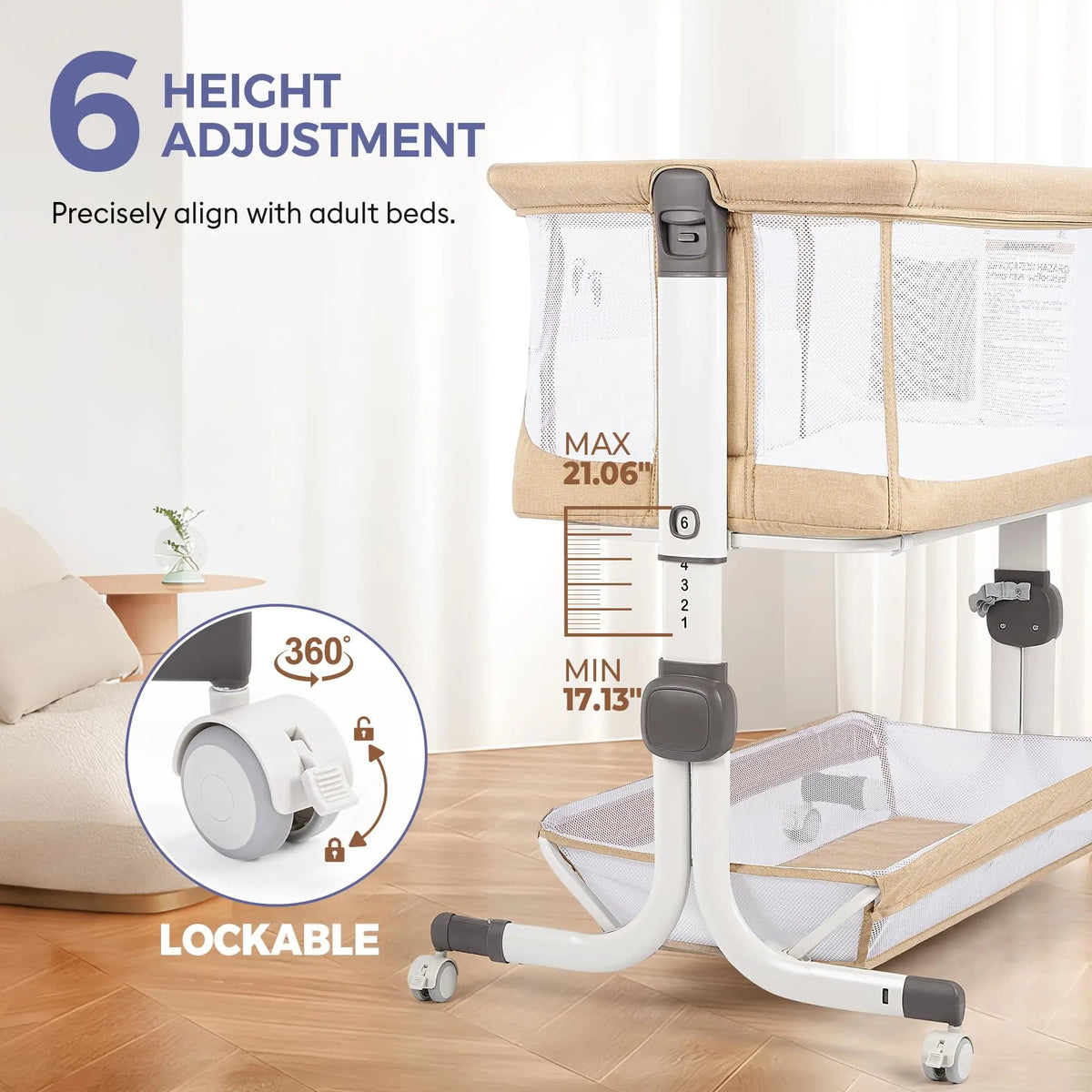 Bassinet Bedside Sleeper – Adjustable Baby Crib For Newborns