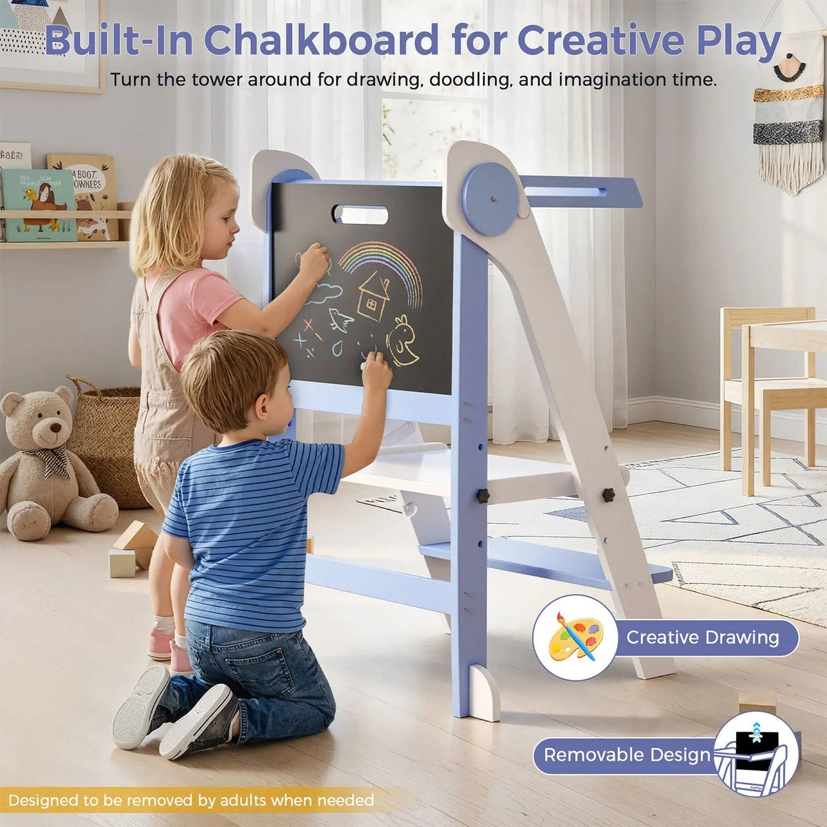 Foldable Toddler Tower – Kids Kitchen Step Stool Helper