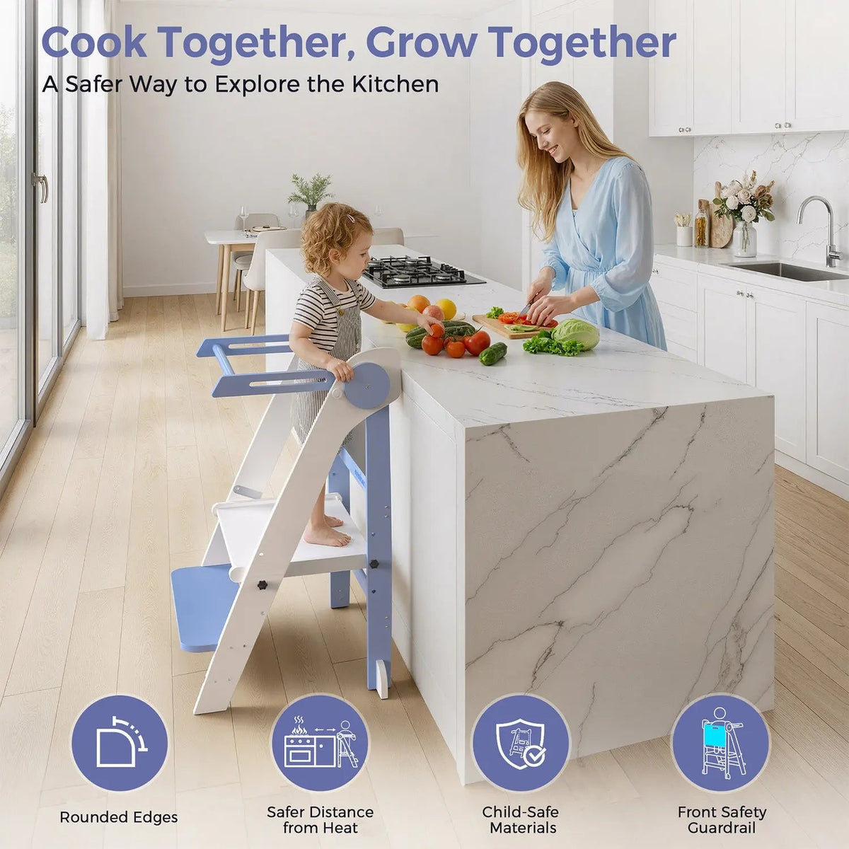 Foldable Toddler Tower – Kids Kitchen Step Stool Helper