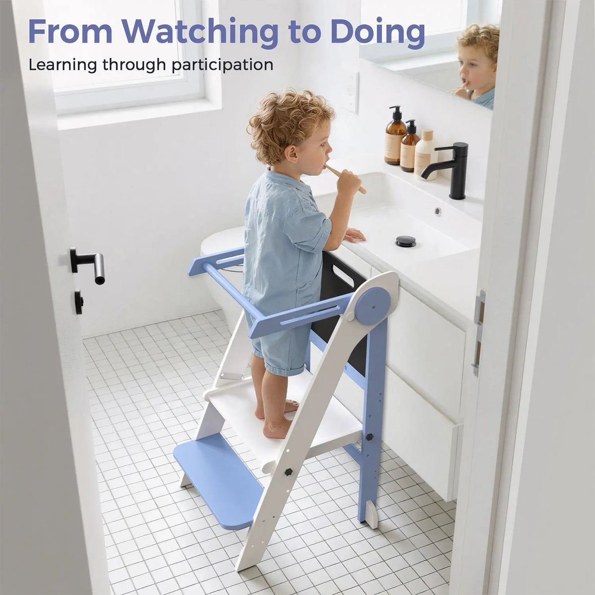 Foldable Toddler Tower – Kids Kitchen Step Stool Helper