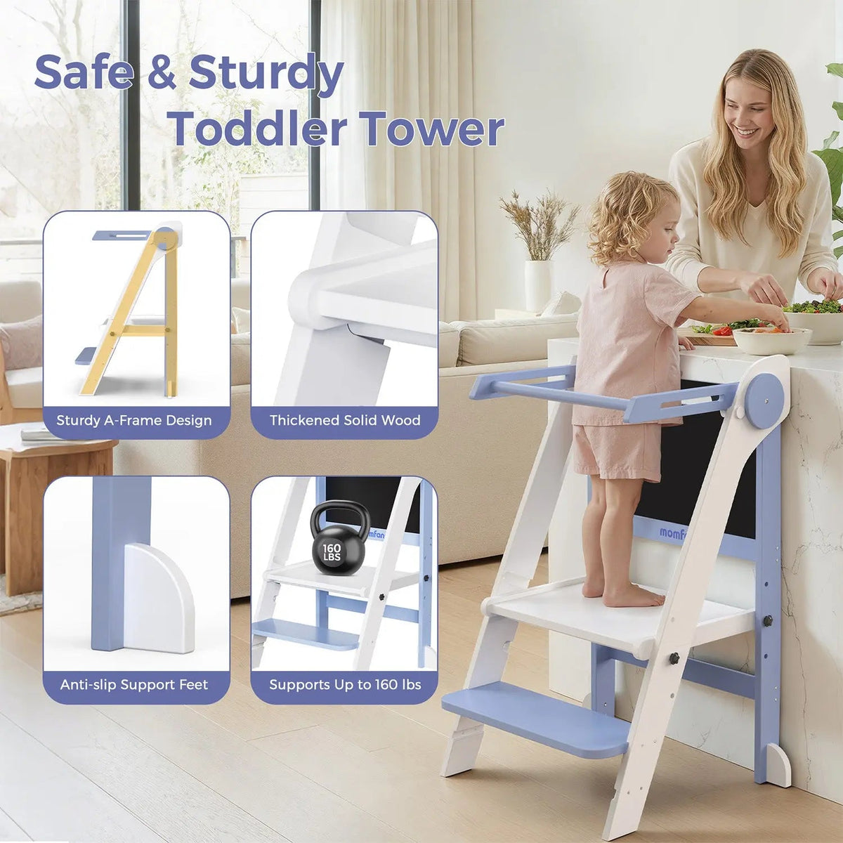 Foldable Toddler Tower – Kids Kitchen Step Stool Helper