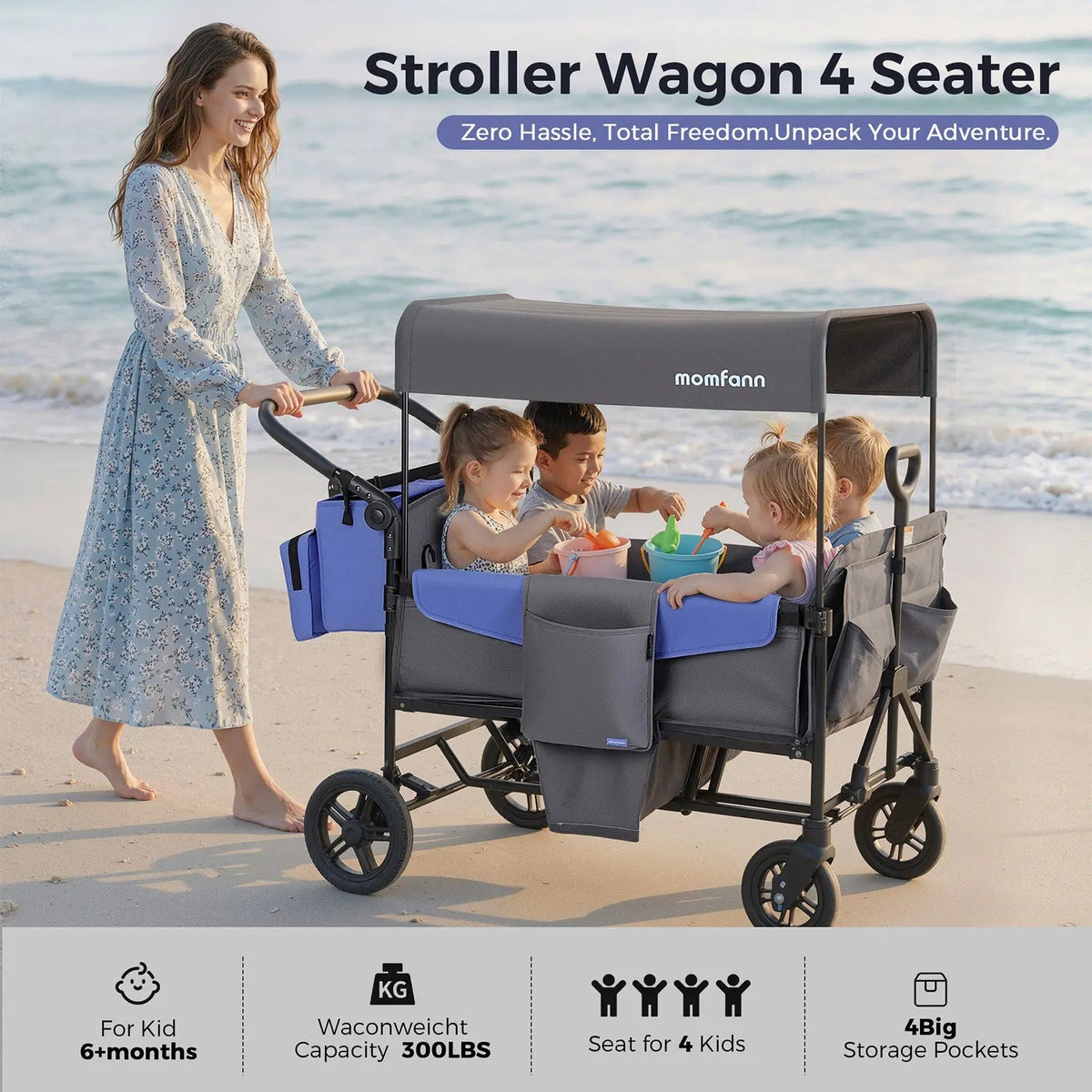 Momfann 4 Seater Kids Stroller Wagon