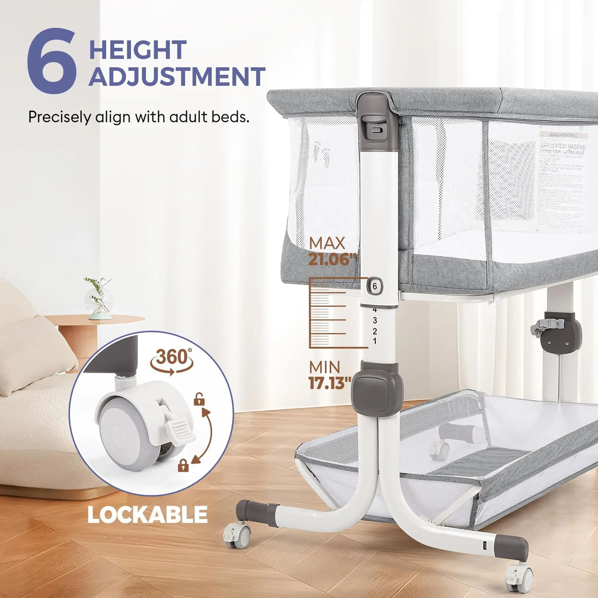 Bassinet Bedside Sleeper – Adjustable Baby Crib For Newborns