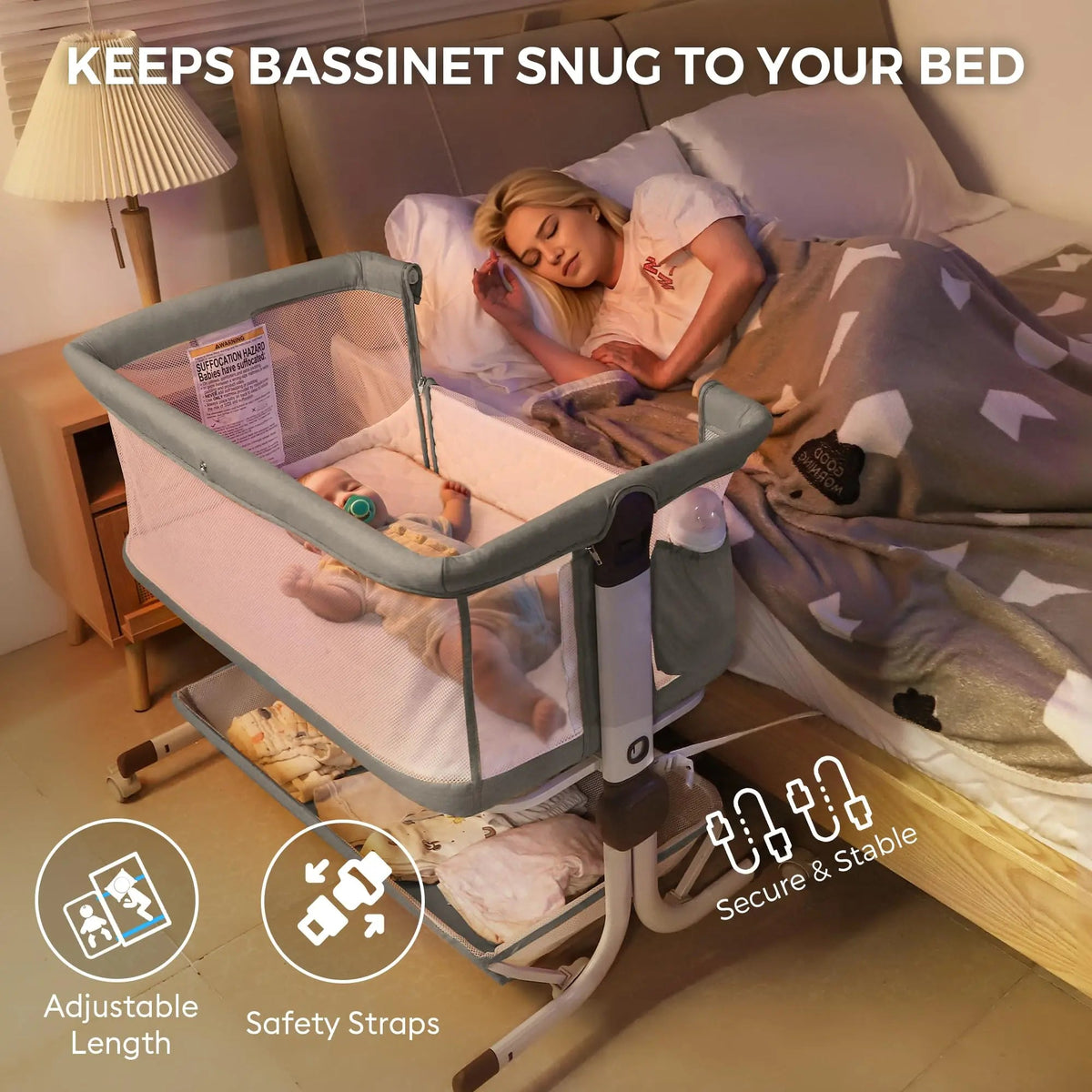Bassinet Bedside Sleeper – Adjustable Baby Crib For Newborns