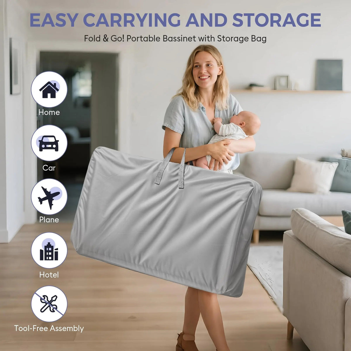 Bassinet Bedside Sleeper – Adjustable Baby Crib For Newborns