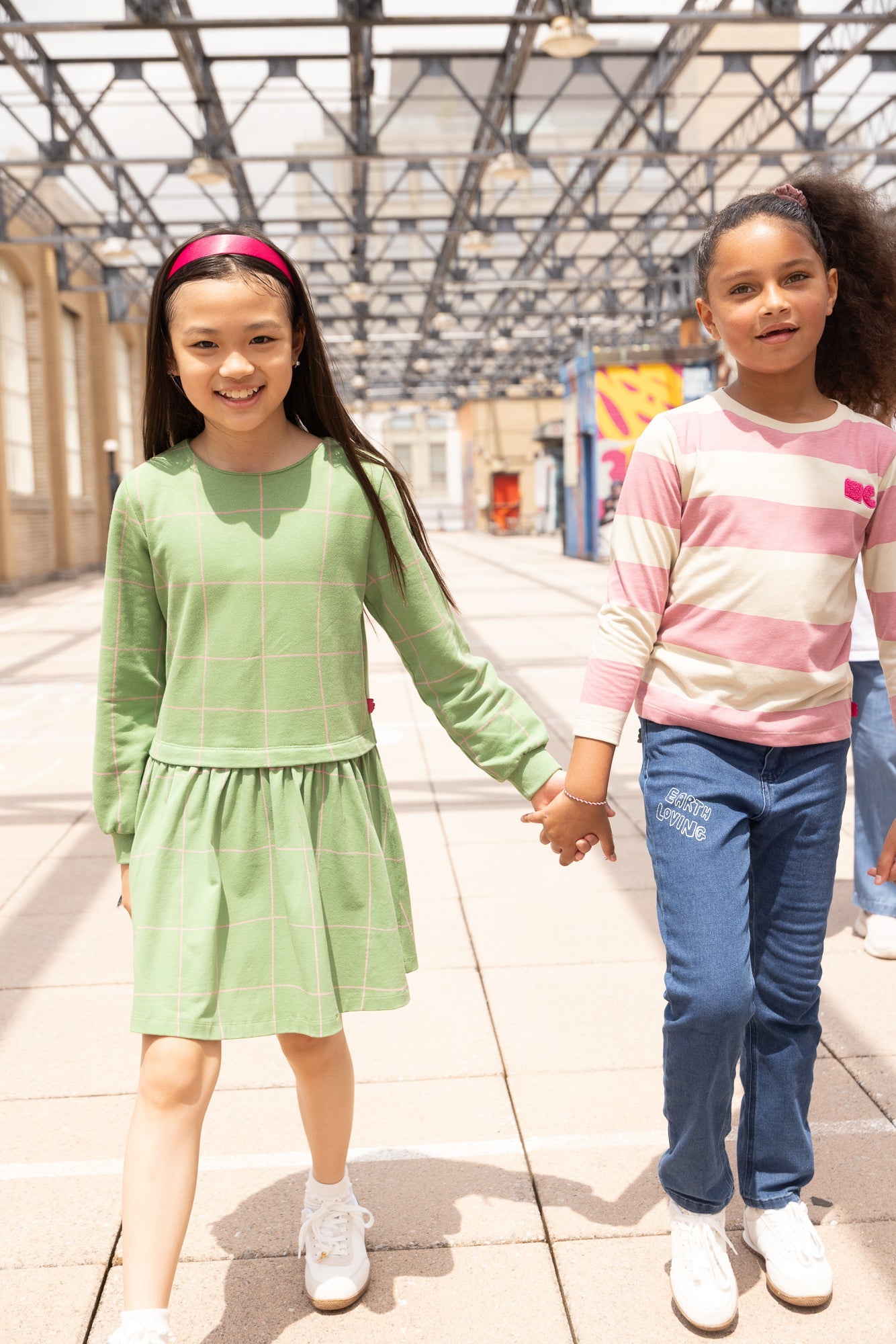 Recycled Cotton And Jersey Grid Dress