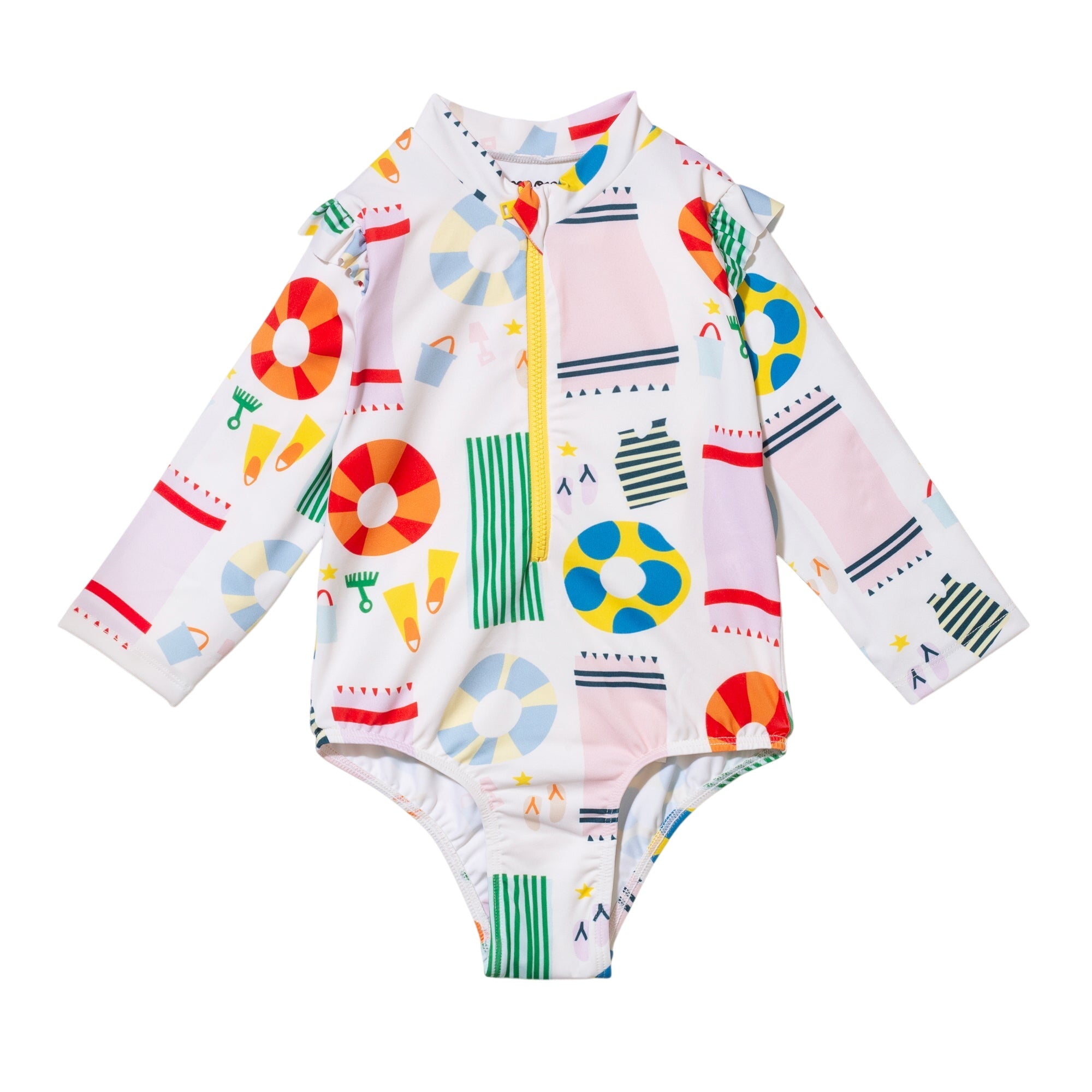 Upf 50+ Recycled Polyester Beach Baby Zipped Rashguard Onepiece