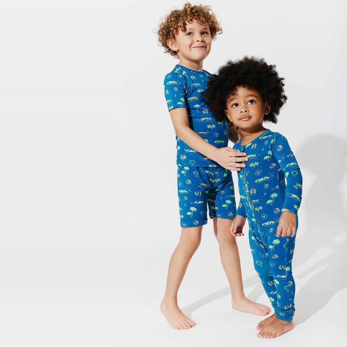 Monaco Blue Bamboo Kids Pajama Short Set