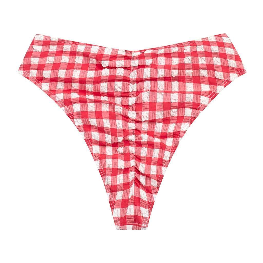 Red Gingham Paula Tie-up Bikini Bottom