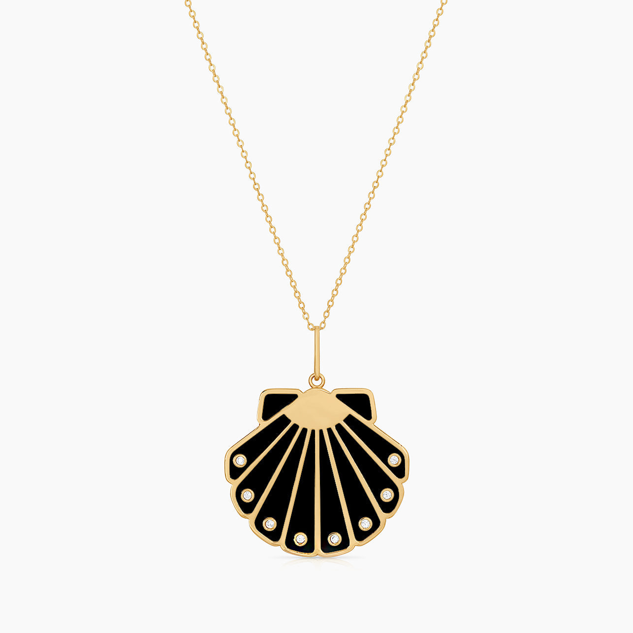 Moonshell Black Enamel Necklace