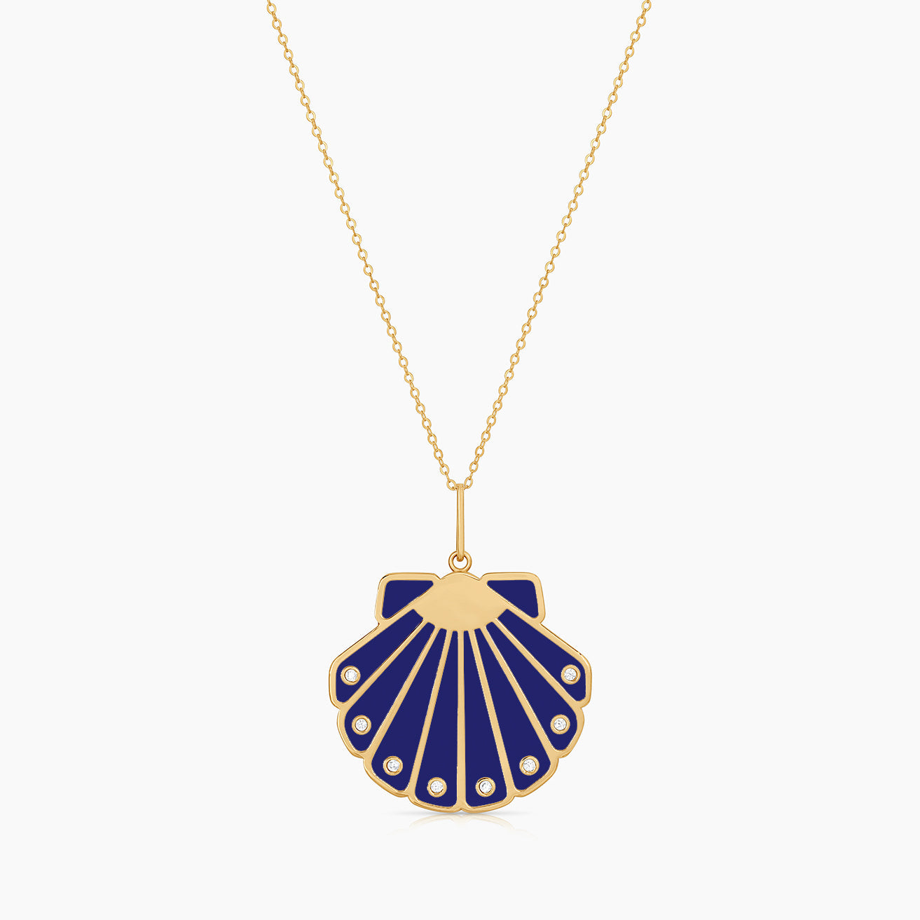 Moonshell Blue Enamel Necklace