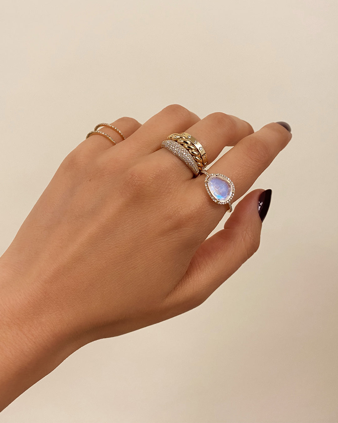 Diamond Moonstone Ring