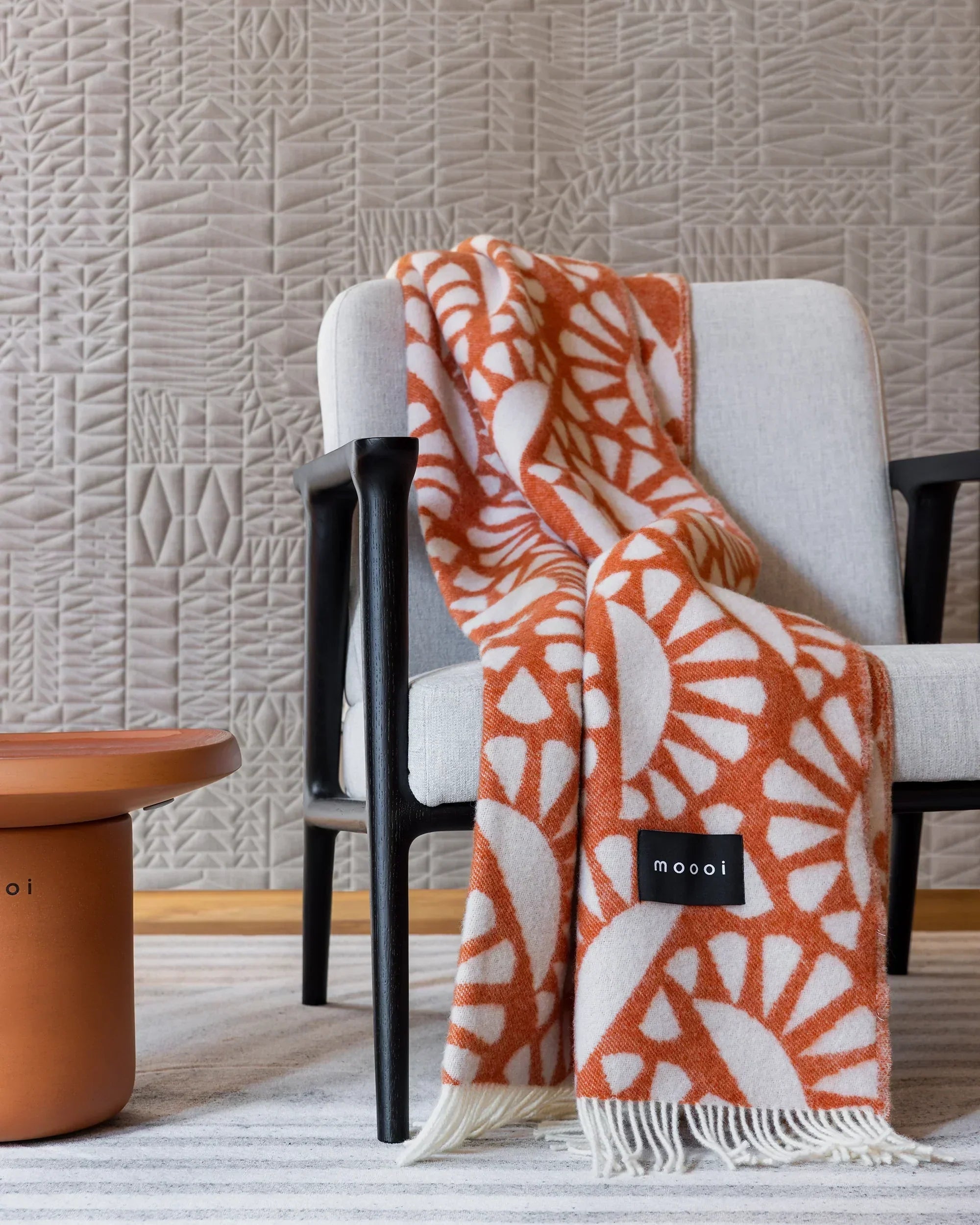 Blanket Moooi Woodblock Beetle Rust Cream