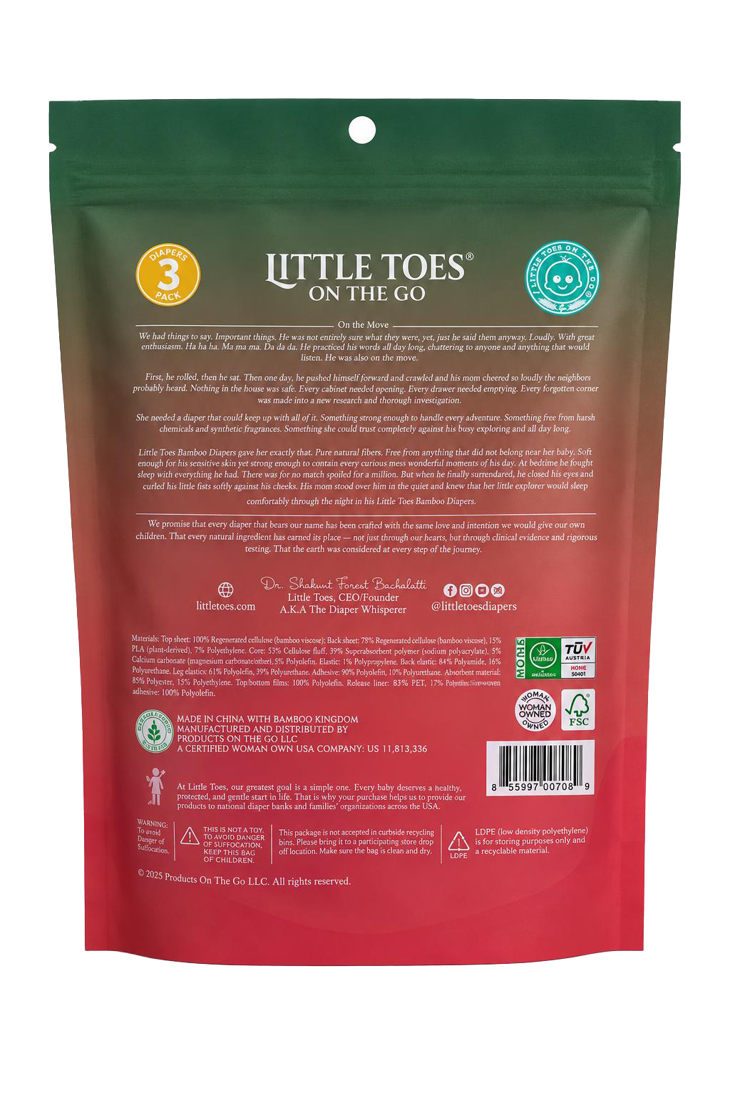 On The Go Bamboo Diapers 3-pack