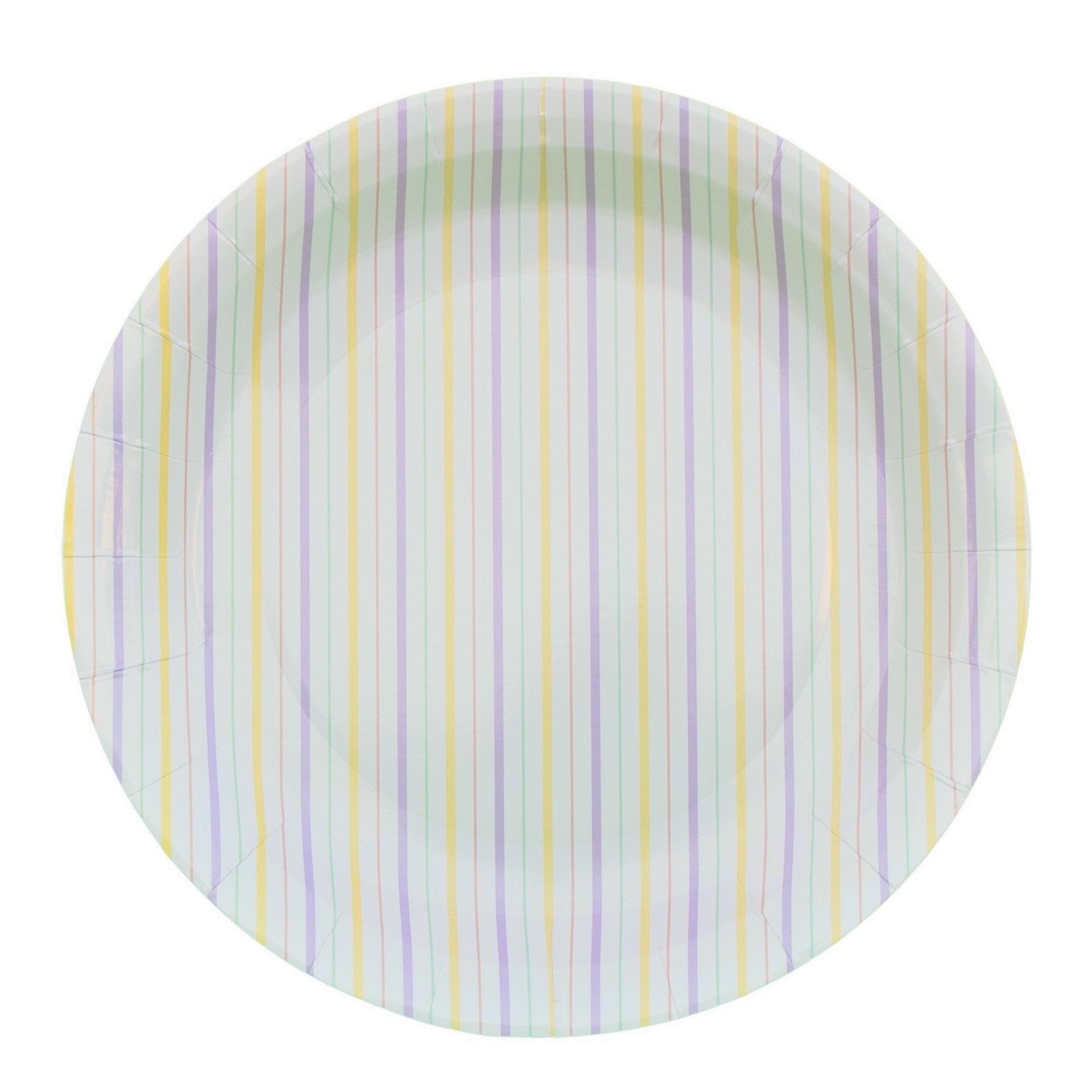 Multicolor Fine Stripes Plates (set Of 8)