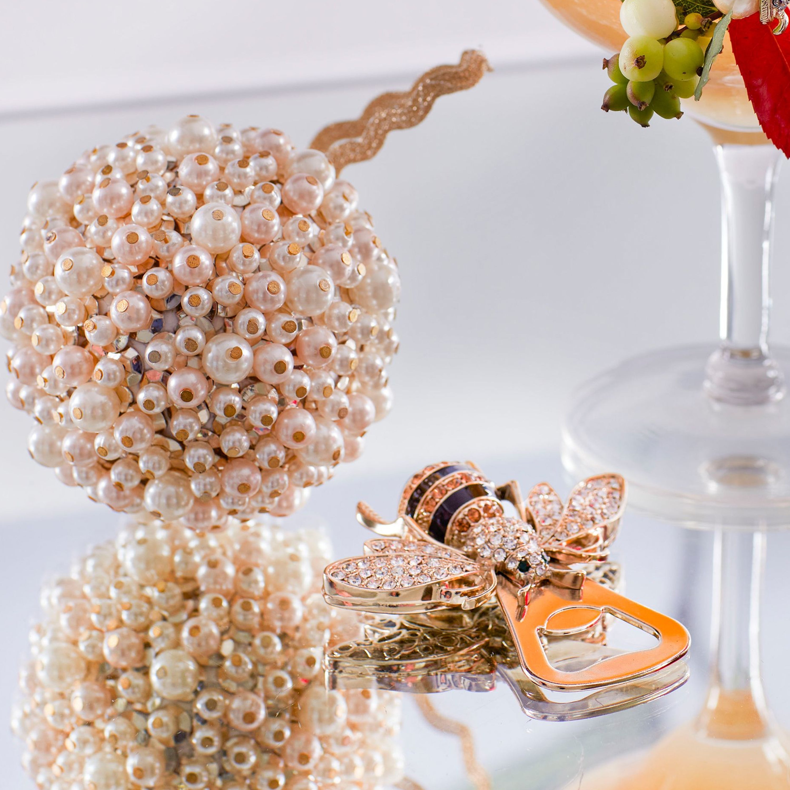 Multi Pearl Ball Ornament, Cream