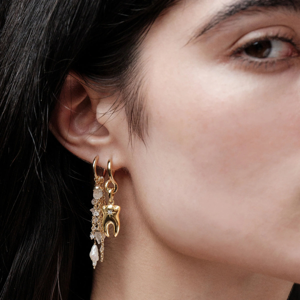 Sapphire Tooth Earrings