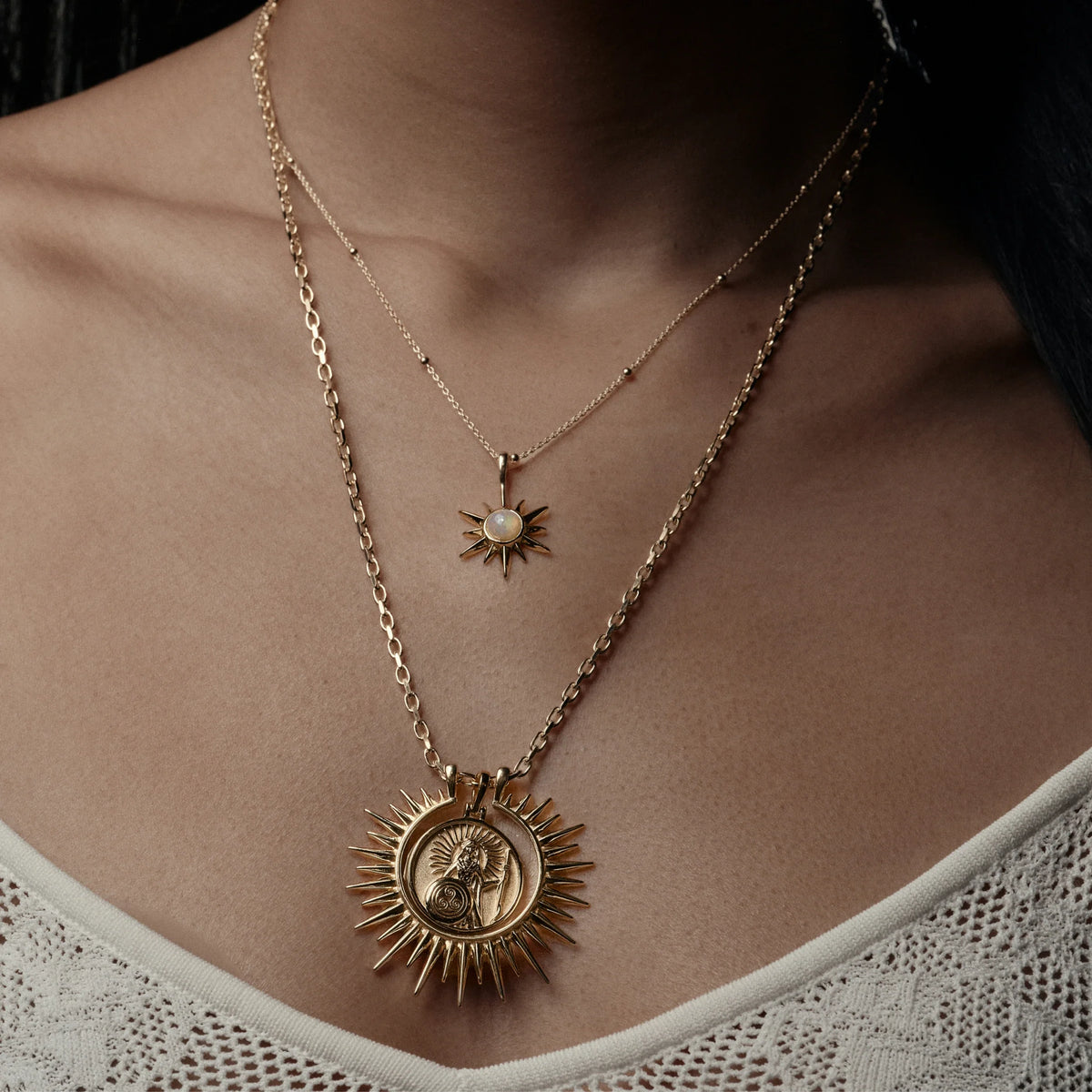 Cosmic Rays Halo Goddess Necklace