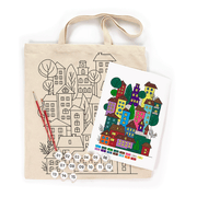 Rosatalent: Eco-friendly Cotton Ecobag Coloring Kit – Bright City (220 Gsm, 38x42 Cm)