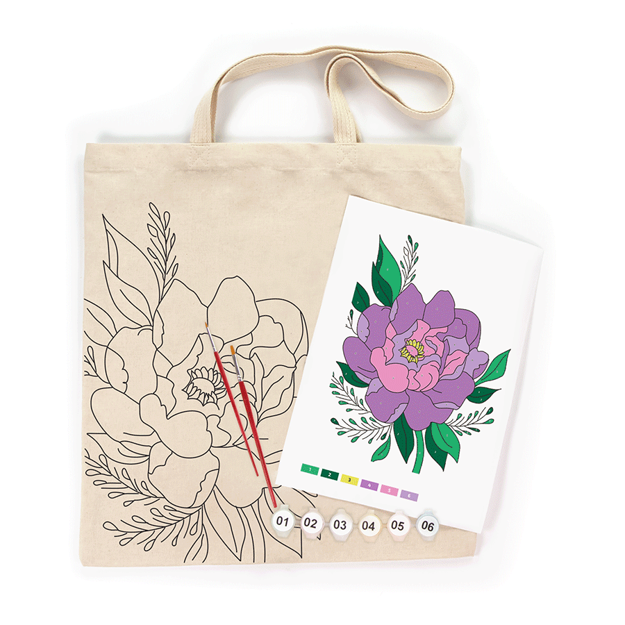 Rosatalent: Eco-friendly Cotton Ecobag Coloring Kit – Magic Рeony (220 Gsm, 38x42 Cm)