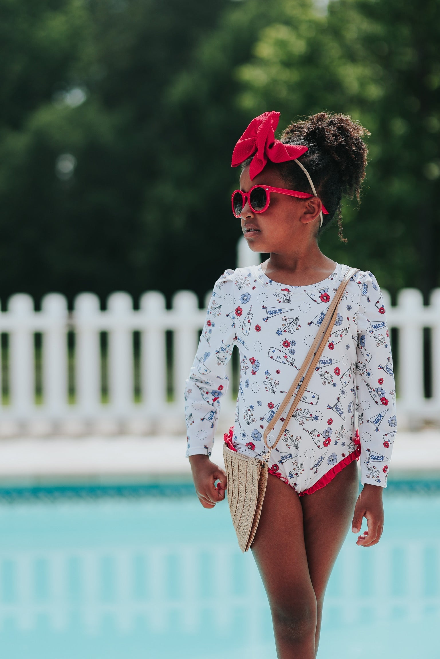 Little Miss Usa Dream Rash Guard Ruffle Swim Suit