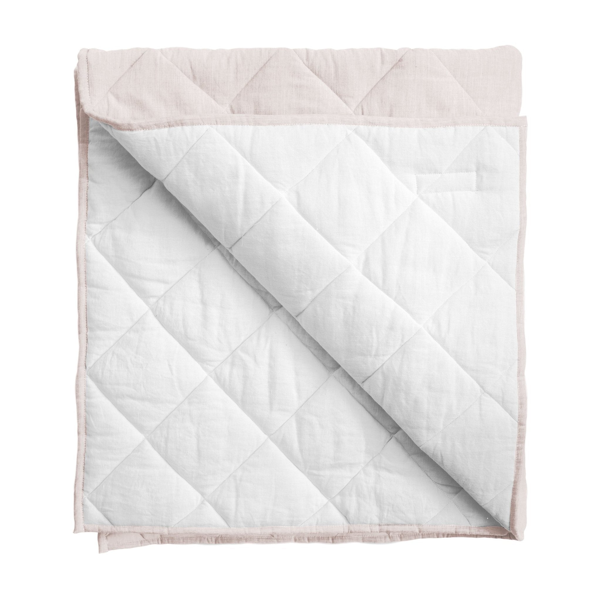 Play Mat | Blossom Pink And White Linen, Reversible