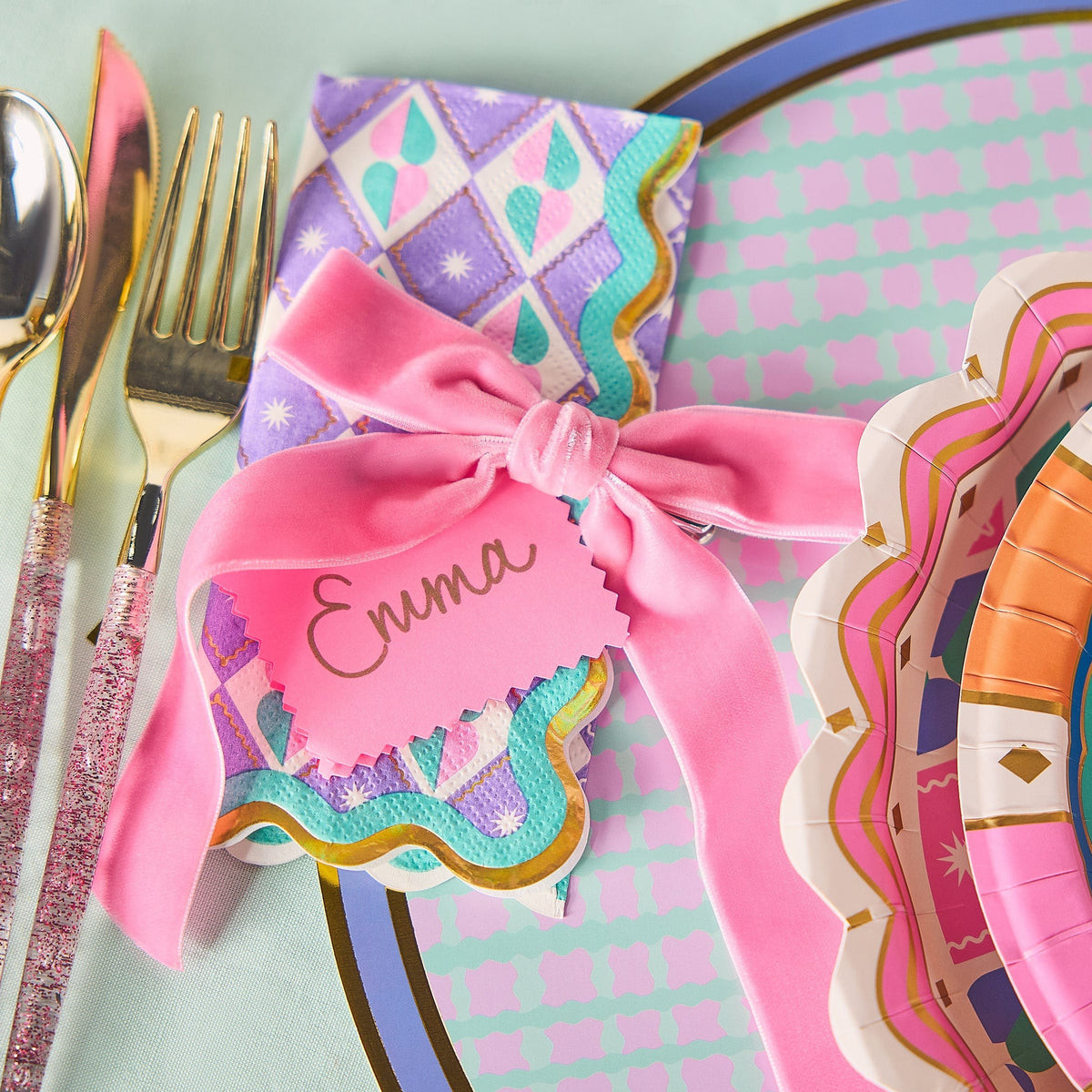 Pink Velvet Clip-on Bow Set (5 Count)