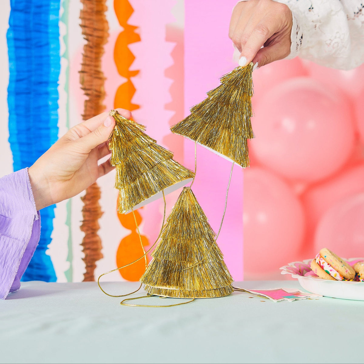 Mini Gold Fringe Party Hats (set Of 4)
