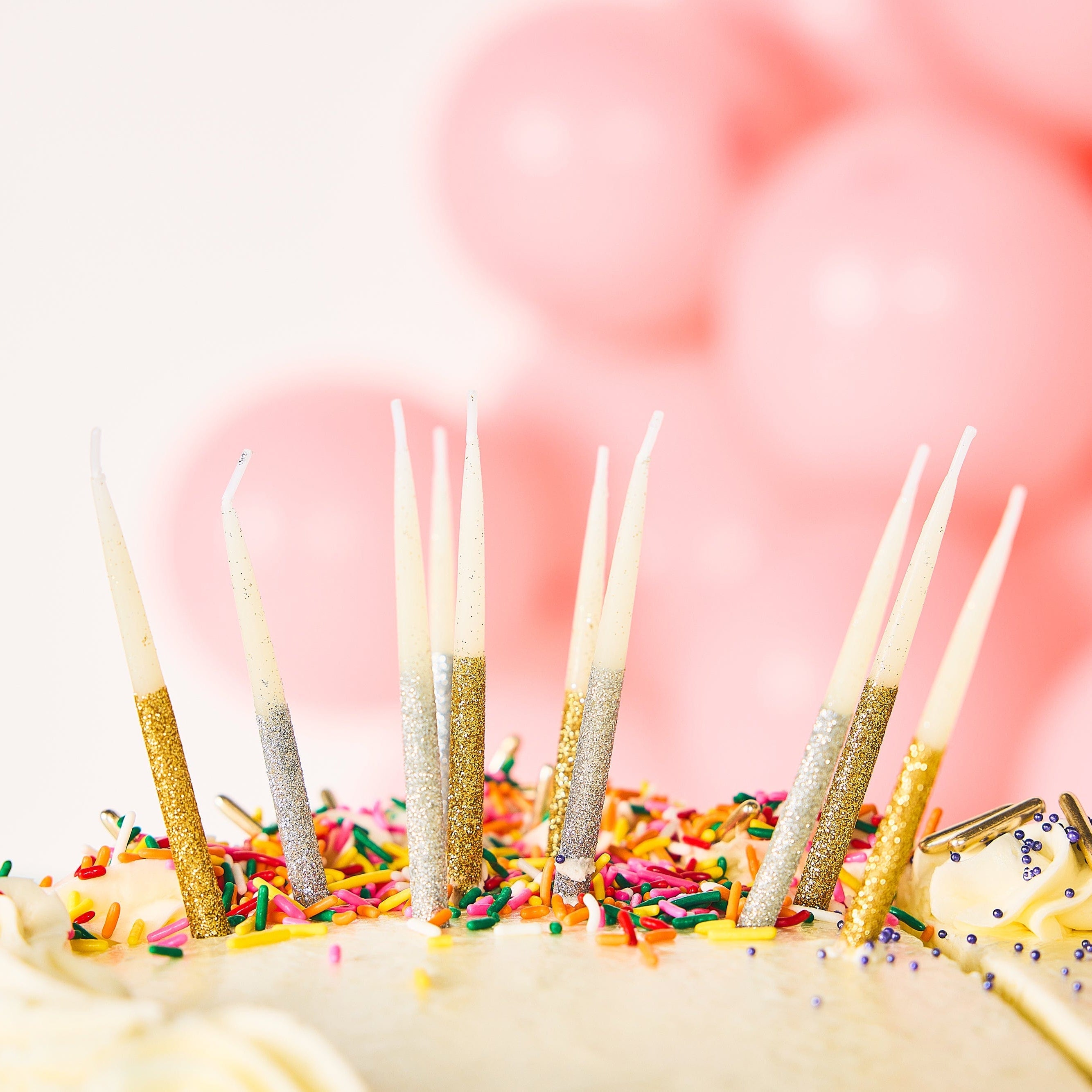 Metallic Glitter Birthday Candles (set Of 10)