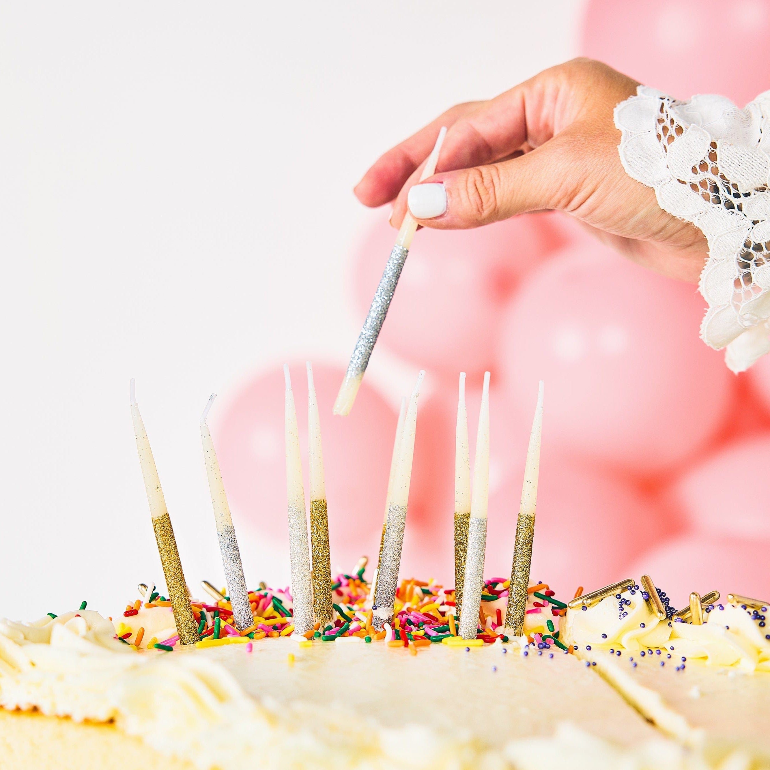 Metallic Glitter Birthday Candles (set Of 10)