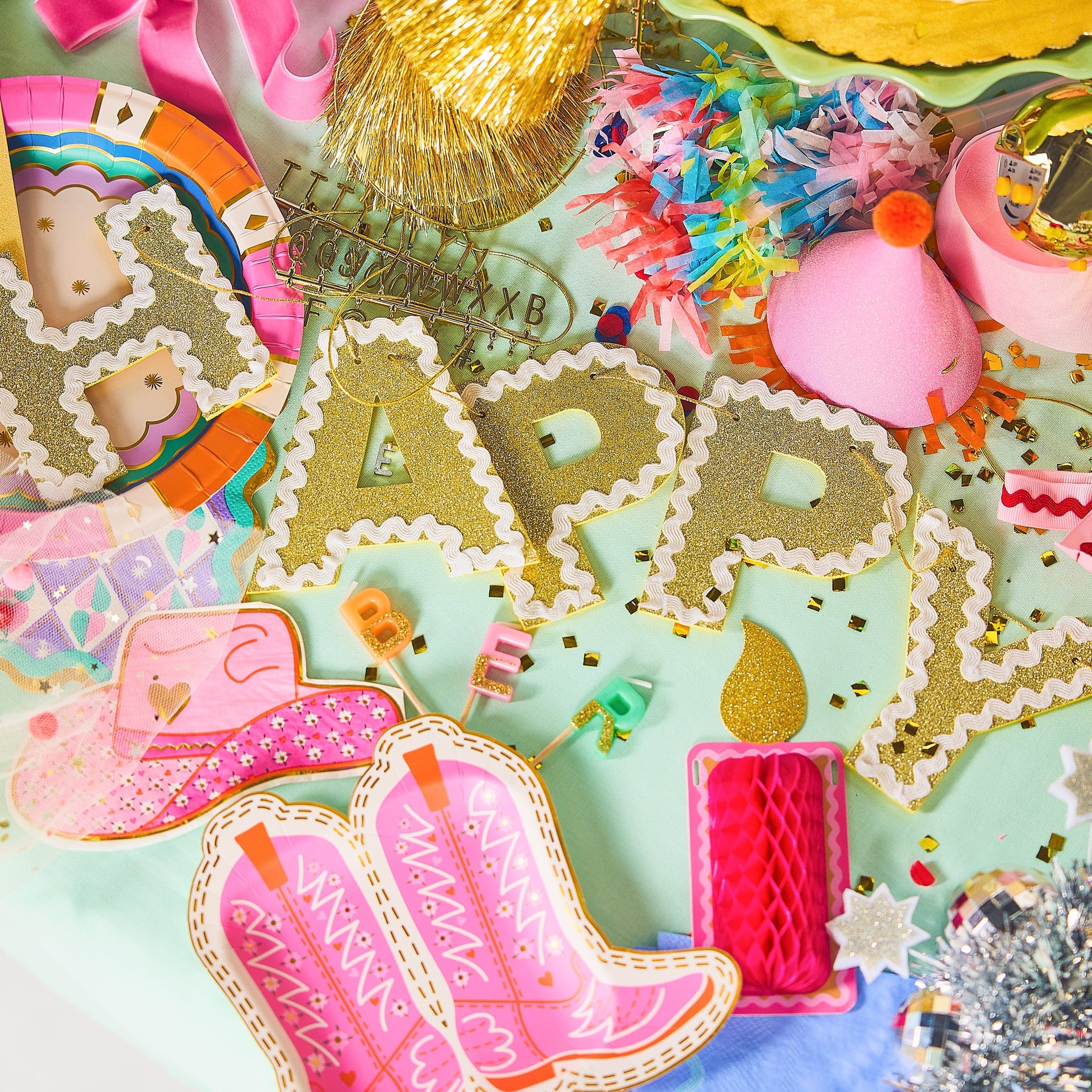 Happy Birthday Gold Shimmer Banner (reusable Garland)