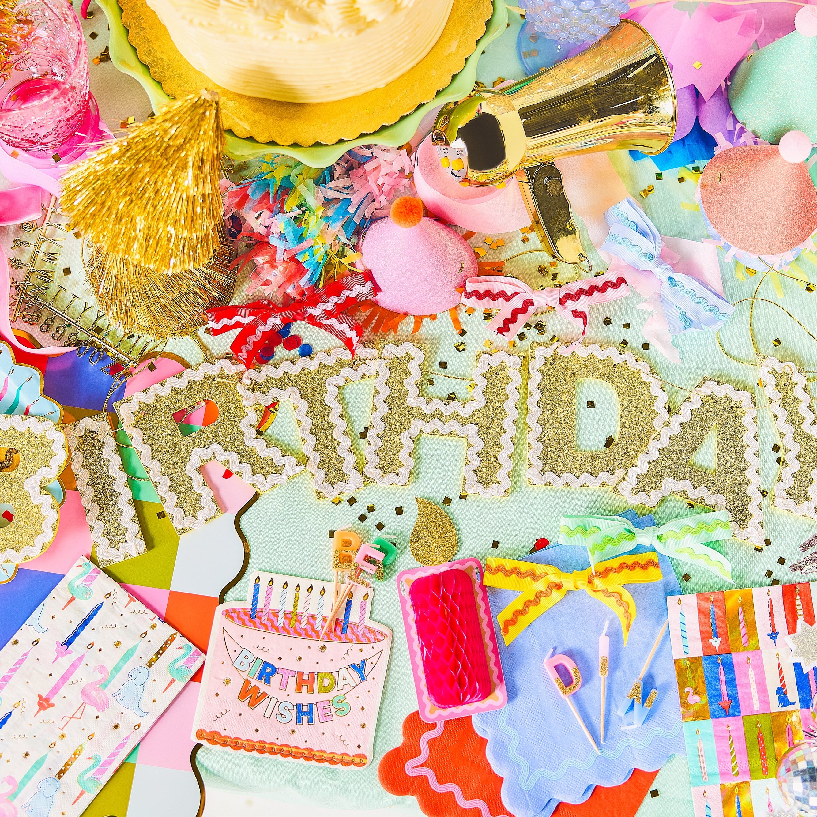 Happy Birthday Gold Shimmer Banner (reusable Garland)